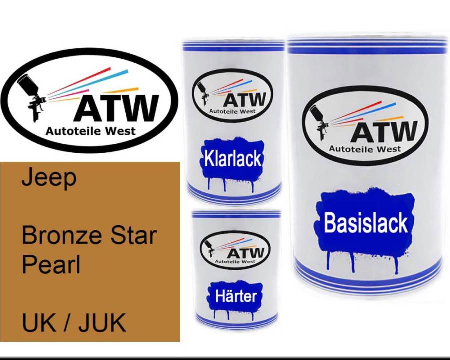 Jeep, Bronze Star Pearl, UK / JUK: 500ml Lackdose + 500ml Klarlack + 250ml Härter - Set, von ATW Autoteile West.